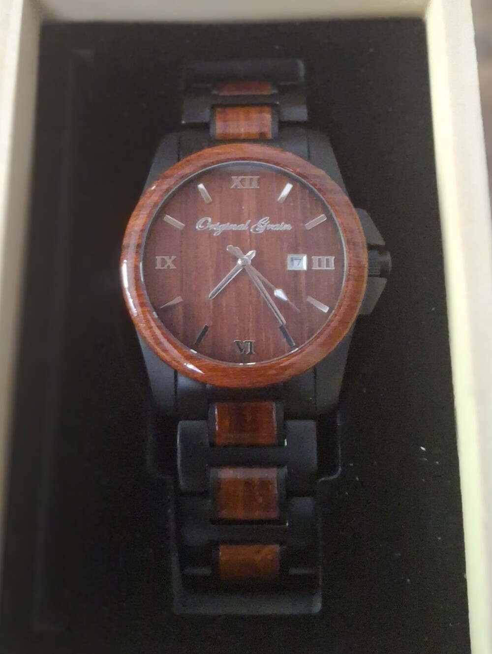 Men’s Black and Brown Wooden Accent Watch